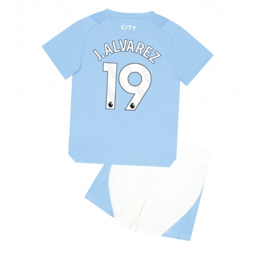 Maillot de foot Manchester City Julian Alvarez #19 Domicile enfant 2023-24 Manches Courte (+ pantalon court)
